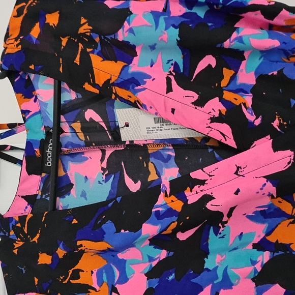 Boohoo woven wrap front floral print dress, UK10 - Picture 2 of 4